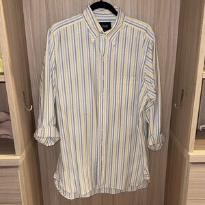 Drake’s 16 1/2 - 42 striped pastel blue abs yellow cotton